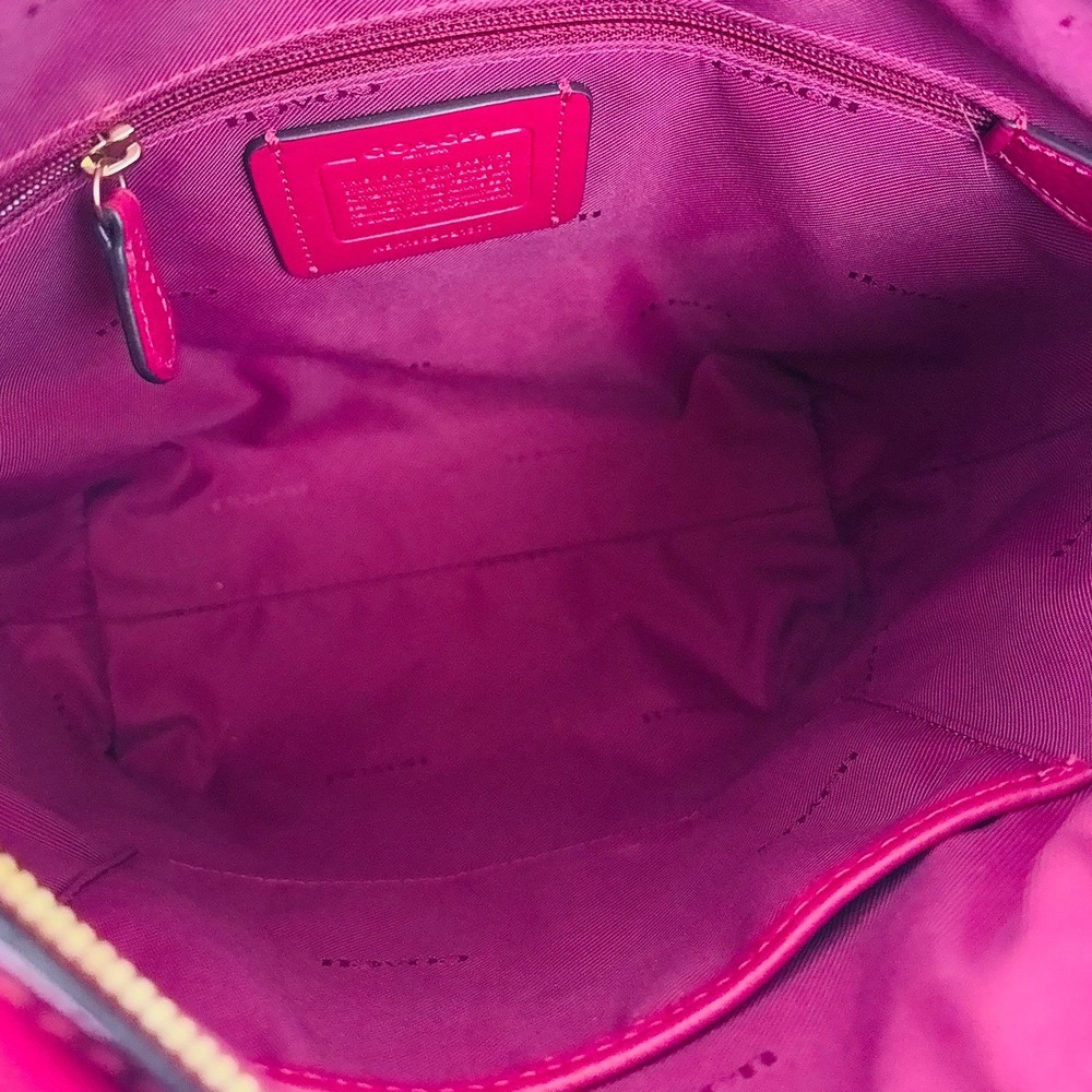 Coach Crossbody Dufflette Rare Fuchsia Pink Pebbled Leather Bag 21377 - Picture 9 of 13